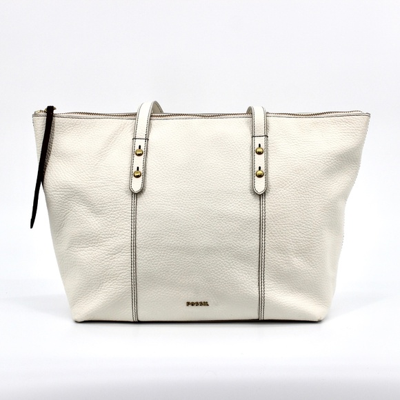 Fossil Jenna tote bag in white leather - Picture 1 of 5